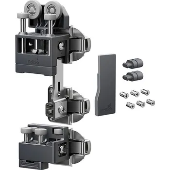 Nábytkové kování Hettich WingLine L, Sada kování pro těžké dveře s dolním vedením, 25 kg, antracitová, pravé, bez zavírací pružiny