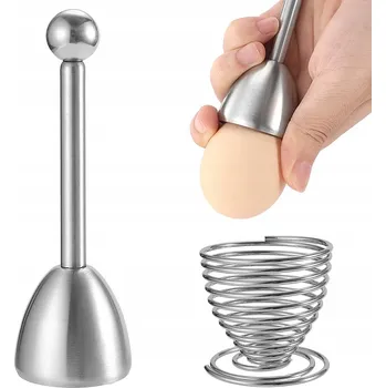 Stojánek na vajíčko Německý ocelový kráječ na vejce + ocelový kalíšek na vejce