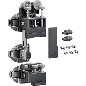 Nábytkové kování Hettich WingLine L, Sada kování pro těžké dveře s dolním vedením, 25 kg, antracitová, levé, bez zavírací pružiny