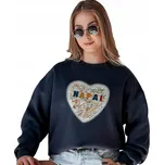 Mikina s s potiskem srdce, vyšívaný nápis, tmavě modrá BY1439