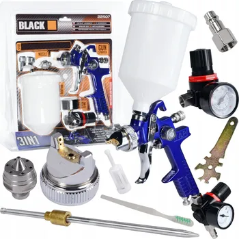 Stříkací pistole Lakýrnická pistole Black HVLP 1,4/1,7 mm, 600 ml