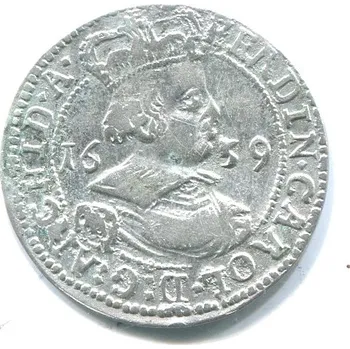 TYROLY. Arcivévoda Ferdinand Karel (1632 - 1662). 3 Kreuzer 1639 Hall. Ag.