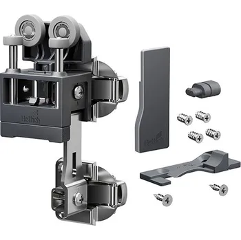 Nábytkové kování Hettich WingLine L, Sada kování pro lehké dveře bez dolního vedení, 12 kg, antracitová, pravé, Se zavírací pružinou