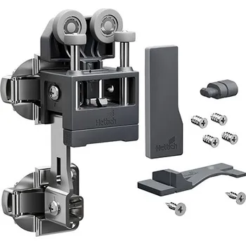 Nábytkové kování Hettich WingLine L, Sada kování pro lehké dveře bez dolního vedení, 12 kg, antracitová, levé, Se zavírací pružinou