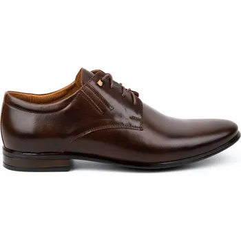 Pánské polobotky Pánské kožené společenské boty 480 tmavě hnědé elegantní šněrovací velikost 39