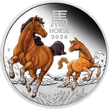 Stříbrná mince 1 Oz Lunar Series III Year of the Horse 2026 Kolorováno Proof