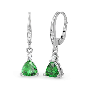 Náušnice SOLUNA Stříbrné náušnice se zelenými zirkony TRINITI
