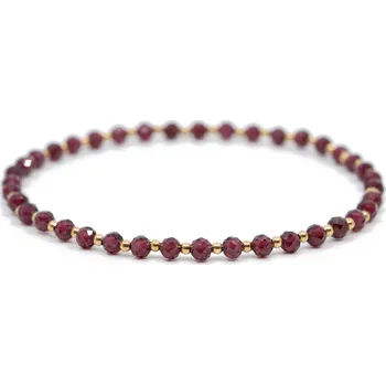 Náramek 7 Angelic Eyes Granátový náramek se 14 kt zlatými kuličkami Délka: 17 cm