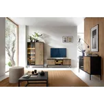 Piaski Obývací stěna Sento s LED osvětlením provedení - vyber: černá + dub wotan