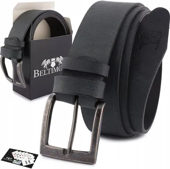 Opasek Pásek pánský kožený premium široký 4 cm klasický černý Beltimore Jeans