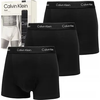 Pánské boxerky Calvin Klein Trunk, 3 kusy, černé, prodyšné spodní slipy, velikost L