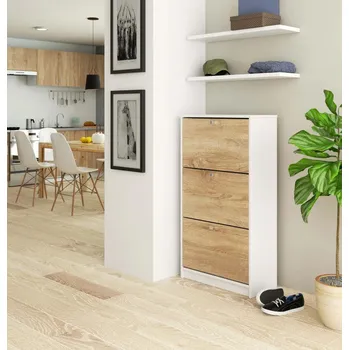 Botník Výklopný botník SIRIEL - bílý / dub sonoma