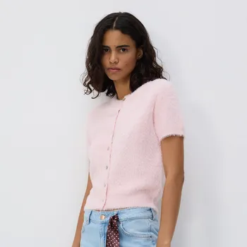 Dámský svetr Reserved - Kardigan s&nbsp;krátkými rukávy - růžová - 743IM-30X - 743IM-30X-L