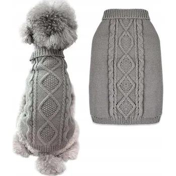 Dámský svetr Svetr pro psa, teplý, měkký, pletený, šedý, velikost S
