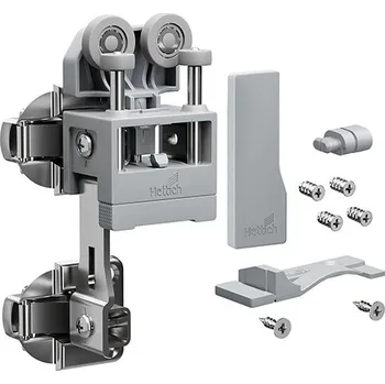 Nábytkové kování Hettich WingLine L, Sada kování pro lehké dveře bez dolního vedení, 12 kg, šedá, levé, Se zavírací pružinou