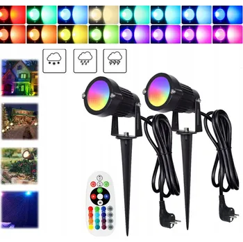 Venkovní osvětlení 2x LED zahradní lampa ZAPICHOVACÍ do zahrady Reflektor IP65 KOLÍK