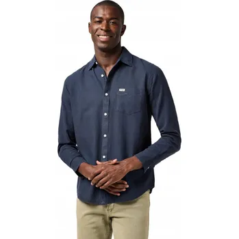 Pánská košile PÁNSKÁ KOŠILE LEN WRANGLER 112362751 1 BOD TRIČKO TMAVĚ MODRÁ XXL
