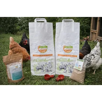 Krmivo pro hospodářské zvíře ALIMA Písečan s.r.o. Kompletní granulované krmivo pro nosnice, vápenný grit, vitamíny a napáječky