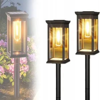 Venkovní osvětlení 2x Solární Zahradní Lampa Teplé, voděodolné solární dekorace do zahrady