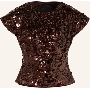 Ganni Dámská Svetrová Košile Z Sametu S Flitry, tmavě hnědá, 40
