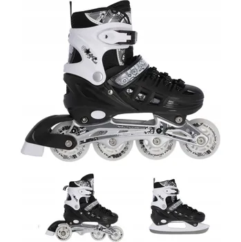 Kolečkové brusle Brusle 2v1 Kolečkové Brusle 4v1 Nils M 35-38 Černá Kolečka Kaučuk ABEC7 Dárek