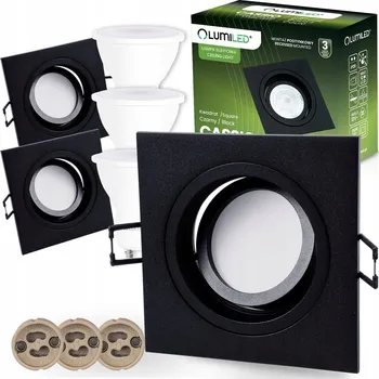 3x Halogenové Podhledové Stropní Svítidlo Čtverec Nastavitelné GU10 6W 3000K