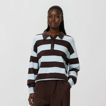 Dámský svetr Reserved - Pruhovaný svetr - bleděmodrá - 973JH-05X - 973JH-05X-XL