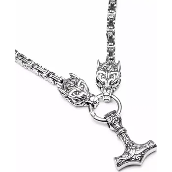 Náhrdelník Náhrdelník z chirurgické oceli Thorův řetež - Mjölnir Šakal - Model Bez přívěsku&nbsp;Mjölnir&nbsp;, Délka 55 cm