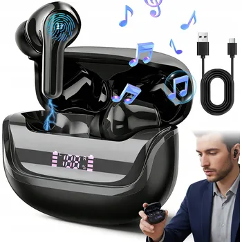 Sluchátka SLUCHÁTKA BEZDRÁTOVÁ DO UŠÍ BLUETOOTH 5.4 ČERNÁ VODĚODOLNOST IP7