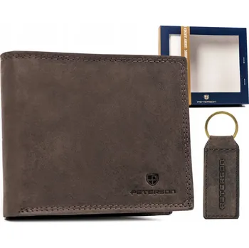 Peněženka Peněženka Peterson kožená hnědá velká horizontální s 8 přihrádkami