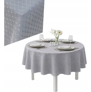 ubrus UBRUS ŠEDÝ KULATÝ ODOLNÝ PROTI SKVRNÁM, DEKORATIVNÍ, PRO KAŽDODENNÍ POUŽITÍ I SLAVNOSTNÍ PŘÍLEŽITOSTI 140 Cm