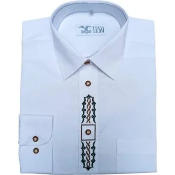 Pánská košile Luko Myslivecká košile bílá - výšivka - dlouhý rukáv - Velikost 40