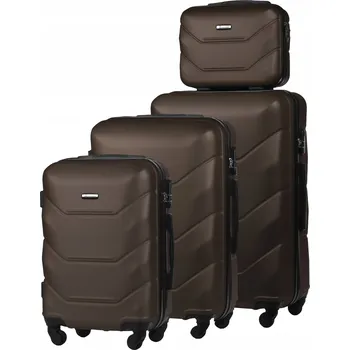 SADA 4v1 PEVNÝCH CESTOVNÍCH KUFRŮ ZAVAZADLOVÝ SET HNĚDÁ A227 ABS