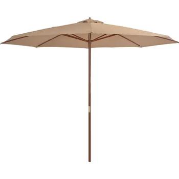 Slunečník Zahradní slunečník s dřevěnou tyčí 350 cm barva taupe - 8718475697695