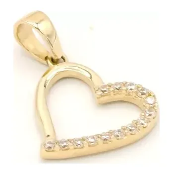 Přívěsek Zlatý přívěsek srdce se zirkony 0,95g