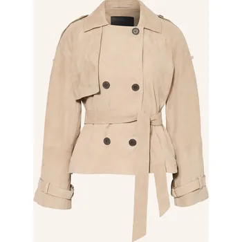 Dámský blejzr Allsaints Dámská Kožená Bunda Reed, béžová, 28