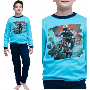 Chlapecké pyžamo CHLAPECKÉ PYŽAMO DLOUHÉ BAREVNÉ TEPLÉ HRUBÁ BAVLNA 146