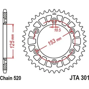 Řetězová sada pro motocykl JT Hliníková řetězová rozeta JT JTA 301-39BLK 39 zubů, 520 černá