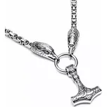 Náhrdelník z chirurgické oceli Thorův řetež - Mjölnir Jestřáb - Model S přívěskem Mjölnir, Délka 75 cm