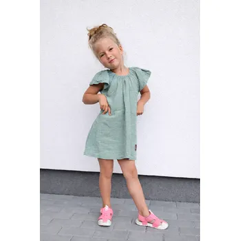 Dívčí šaty Kulišárny Šatovka mušelín POWDER MENTOL VELIKOST: 86-92