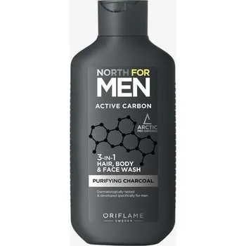 Koupelová kosmetika Sprchový gel 3v1 na vlasy, tělo a obličej North For Men Active Carbon