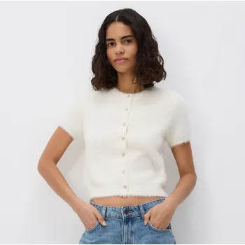 Dámský svetr Reserved - Kardigan s krátkými rukávy - krémová - 743IM-01X - 743IM-01X-XL