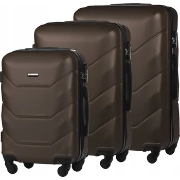 SADA 3v1 CESTOVNÍCH KUFRŮ TVRDÝCH ZAVAZADEL KOMPLET HNĚDÁ A227 ABS