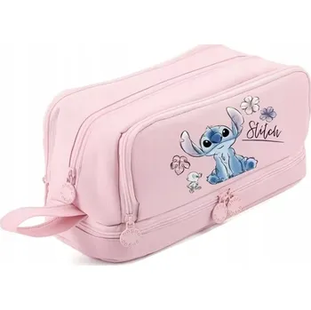 Penál Školní penál pouzdro prostorné Stitch růžové