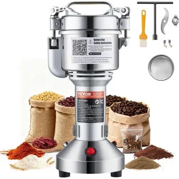 Kuchyňský mlýnek VEVOR 150g elektrický mlýnek na obilí, vysokorychlostní 850W komerční mlýnky na koření, nerezový drtič na prášek, na suchá zrna, koření, obiloviny, kávu, kukuřici, pepř, rovný typ