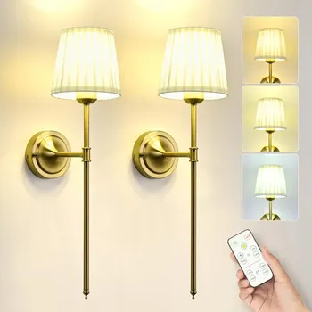 Nástěnné svítidlo Nástěnná lampa 2ks USB zlatá 2700K s dálkovým ovládáním