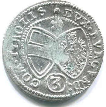 TYROLY. Arcivévoda Ferdinand Karel (1632 - 1662). 3 Kreuzer 1640. Hall. Ag.