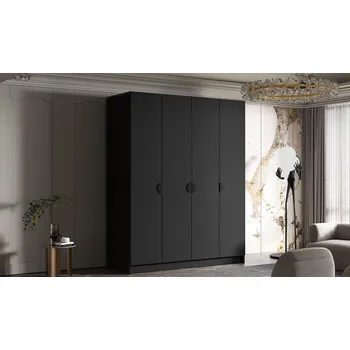 Šatní skříň Šatní skříň 200 cm SORELA - černá / černé úchyty