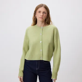 Dámský svetr Reserved - Vlněný kardigan - světle zelená - 242HI-70M - 242HI-70M-L