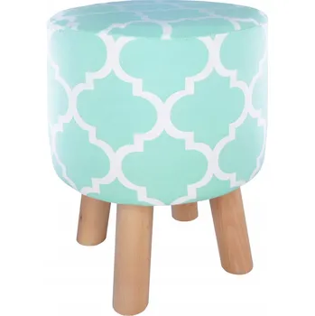 Taburet PUF STOLIČKA TABURET MAROCKÝ JETEL MÁTOVÝ BÍLÝ 36 CM SKANDINÁVSKÝ